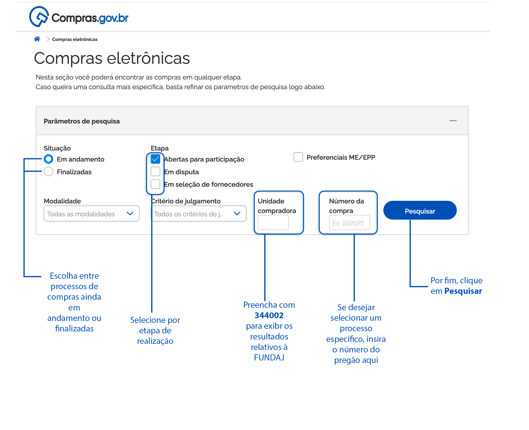 Para acompanhar Licitações a partir de Janeiro de 2024, em diante