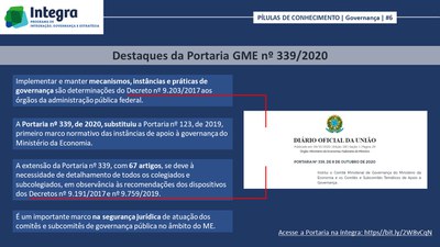 Pílula de Conhecimento #6 - Destaques Portaria GME nº339/2020