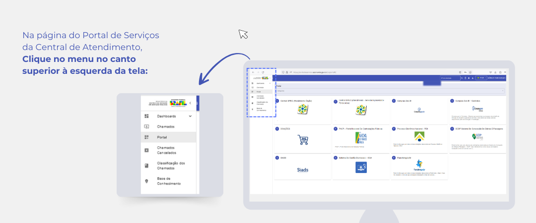 Menu lateral Portal de Servicos