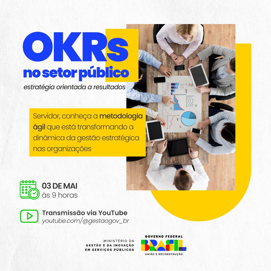 Card de divulgação do evento sobre OKRs no setor público