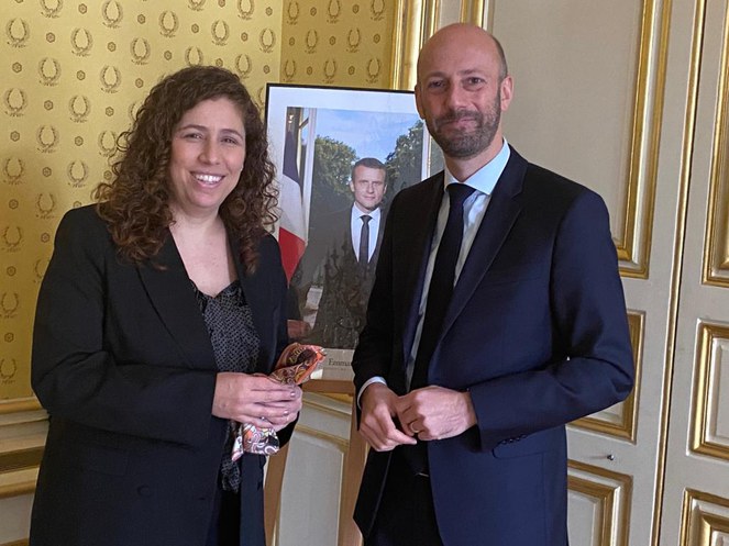 Ministra Esther Dweck e o ministro da Transformação e da Função Pública da França, Stanislas Guerini