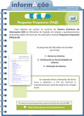 Boletim informação nº 88 - Perguntas Frequentes (FAQ) do SEI