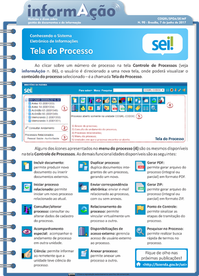 Boletim informação nº 90 - Conhecendo o SEI - Tela do Processo