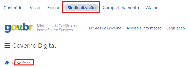 Visão do item de Menu "Sindicalização"