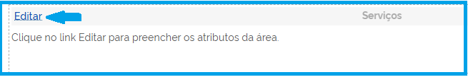 Visão da edição do tile de serviços