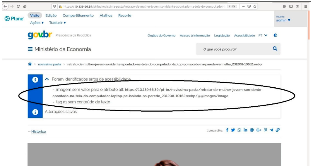 Alerta de erros de Acessibilidade pelo Plone (Ausência de texto alternativo - ALT)