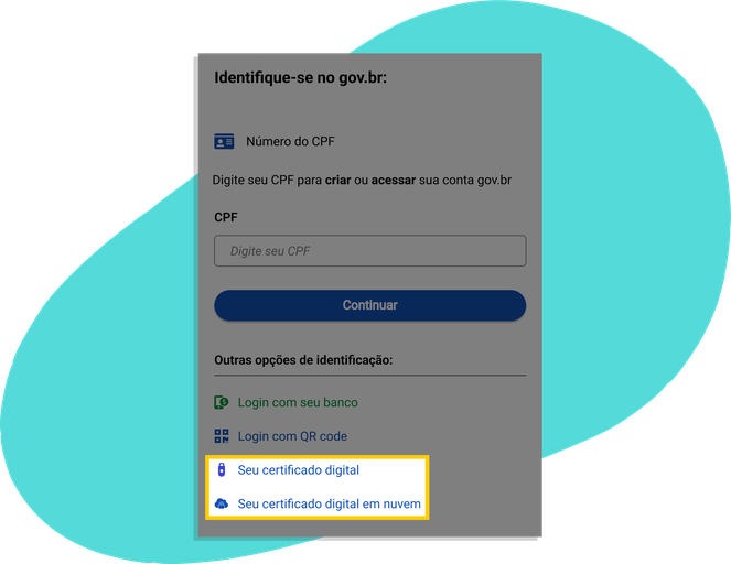 Clique em login com seu certificado digital ou seu certificado digital em nuvem