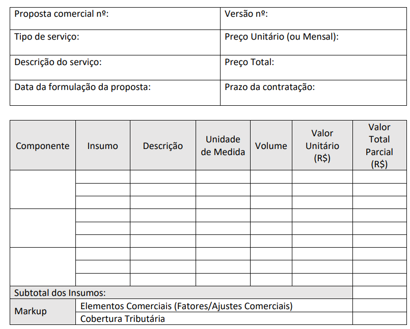 Anexo I - Planilha de formação de Preços