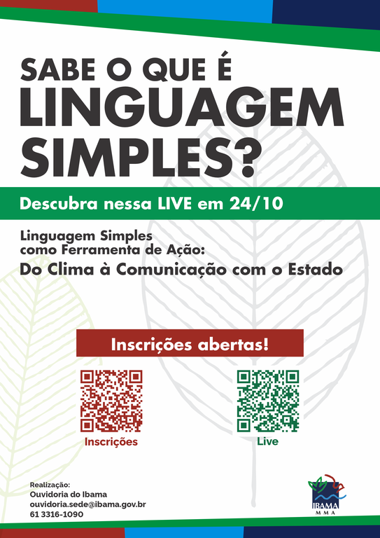 Card da Live "Linguagem Simples como ferramenta de ação: do clima à comunicação com o Estado"