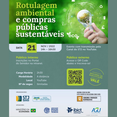 Ibict participará de painel sobre Rotulagem Ambiental e Compras Públicas Sustentáveis​​​​​​ promovido pelo STJ