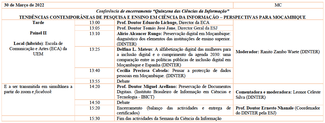 Ibict na Quinzena da Ciência da Informação de Maputo