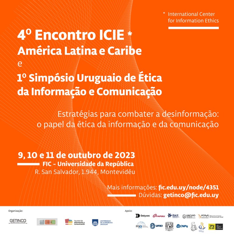 O 4º Encontro do International Center for Information Ethics (ICIE) América Latina e Caribe acontecerá em Montevidéu, no Uruguai