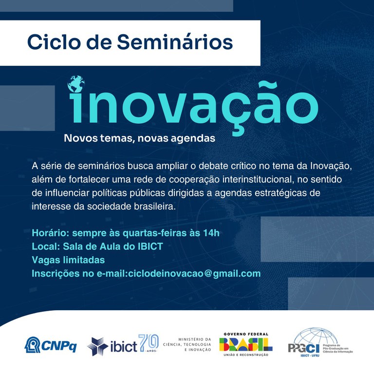 IMG - Inscrições abertas para o Ciclo de Seminários “Inovação- novos temas, novas agendas”