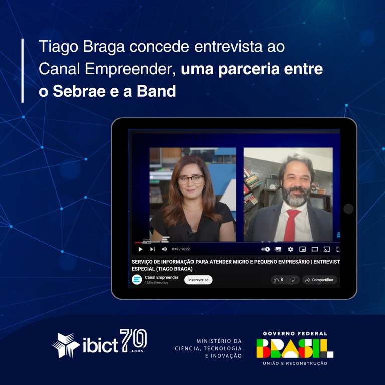 Tiago Braga concede entrevista ao Canal Empreender, uma parceria entre o Sebrae e a Band