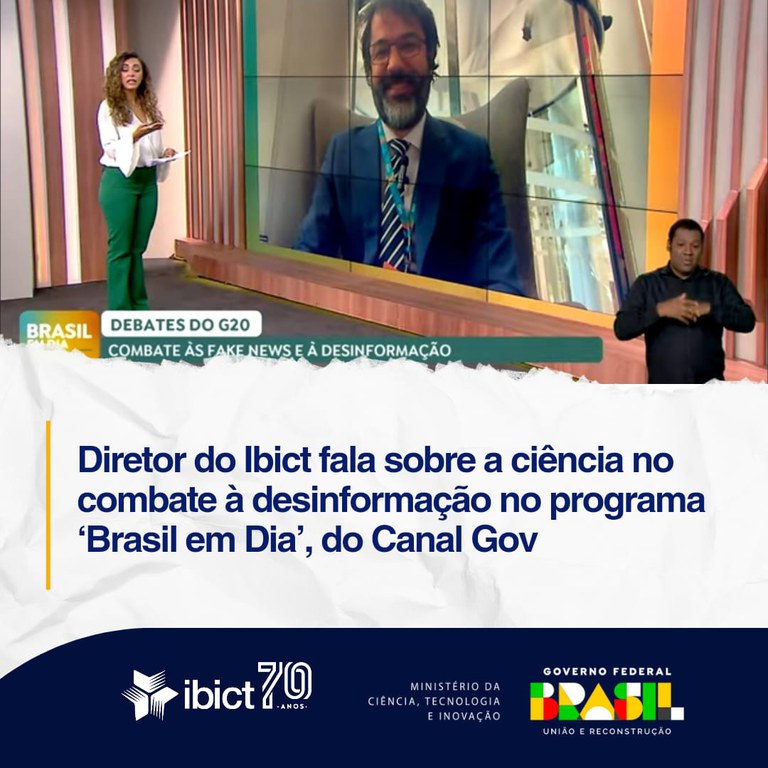 Diretor do Ibict fala sobre a ciência no combate à desinformação no programa ‘Brasil em Dia’, do Canal Gov