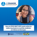 IMG - Aluna do PPGCI-IBICT/UFRJ ganha prêmio de melhor dissertação de mestrado acadêmico em Ciência da Informação