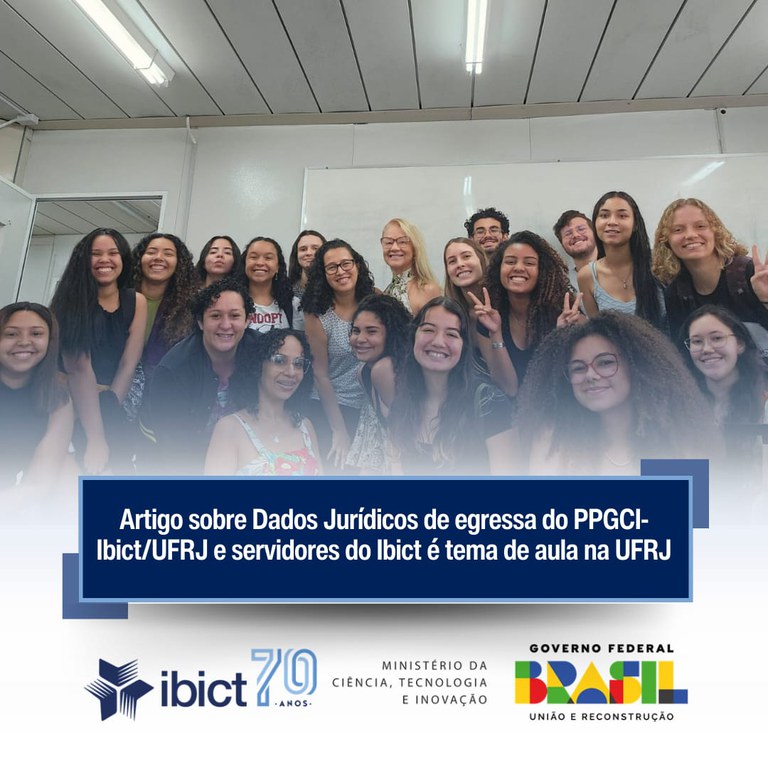 Artigo sobre Dados Jurídicos de egressa do PPGCI-Ibict/UFRJ e de servidores do Ibict é tema de aula na UFRJ