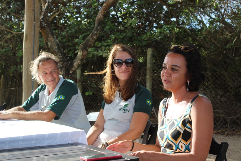 Coordenador do TAMAR/ICMBio Joca Thomé, Diretora substituta da DIBIO Marília Marini e a gerente de Projeto do Funbio, Paula Fernandes