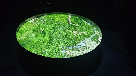 Maquete 3D detalhando a vegetação do parque.