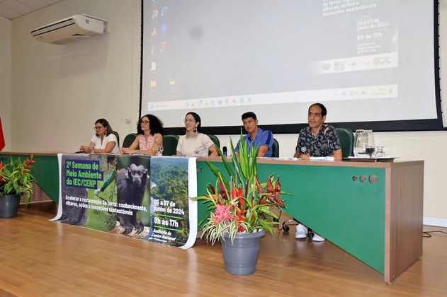 Samara Pinheiro (SAAMB/IEC), Izabela Almeida (CENP), Clístenes Catete (LABGEO/IEC) e Klebson Demellas (CENP)