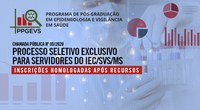 PPGEVS divulga inscrições homologadas após recursos – Chamada Pública do Processo Seletivo nº05/2020