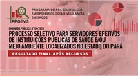 Resultado da Defesa dos Pré-Projetos após a avaliação de recursos – PS nº 04/2020 PPGEVS