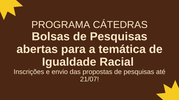 Programa Cátedras - Bolsas de Pesquisas abertas para temática de Igualdade Racial