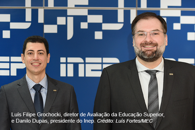 Da esquerda para direita: Luís Filipe Grochocki, diretor de Avaliação da Educação Superior (Daes), e Danilo Dupas, presidente do Inep. Crédito: Luís Fortes/MEC