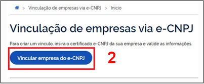 Tela Vinculação de Empresas via e-CNPJ do Acesso Gov.br