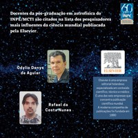 Docentes da pós-graduação em Astrofísica do INPE/MCTI  são citados na lista dos pesquisadores mais influentes da ciência mundial