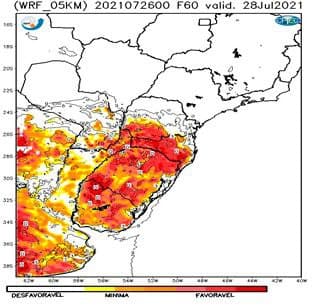 Imagem - Figura 2 - Previsões do modelo numérico WRF 05 km do INPE