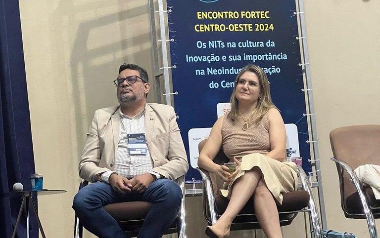 Rodrigo Zain (secretário adjunto da C&T do Matro Grosso) e Milene Dantas (INPI)