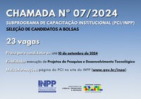 INPP abre 23 vagas para seleção de candidatos a bolsas do Programa de Capacitação Institucional