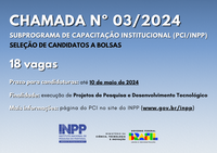 INPP abre a Chamada 03/2024 para seleção de candidatos a bolsas no Programa de Capacitação Institucional