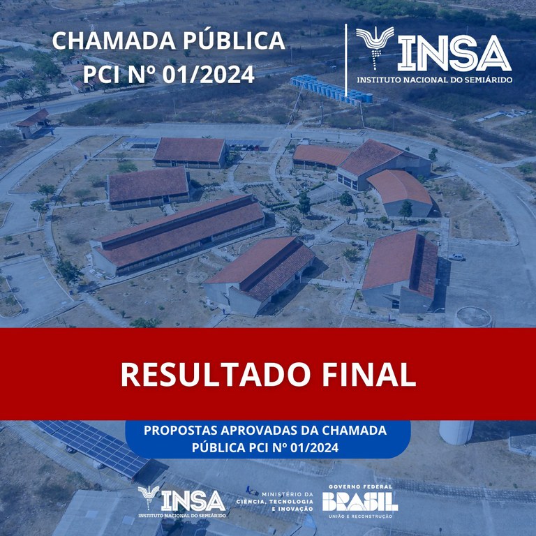 Divulgado Resultado Final Da Chamada Pública Pci N° 012024 — Instituto Nacional Do Semiárido Insa 8189