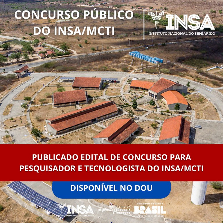 Publicado edital de concurso para Pesquisador e Tecnologista do INSA/MCTI