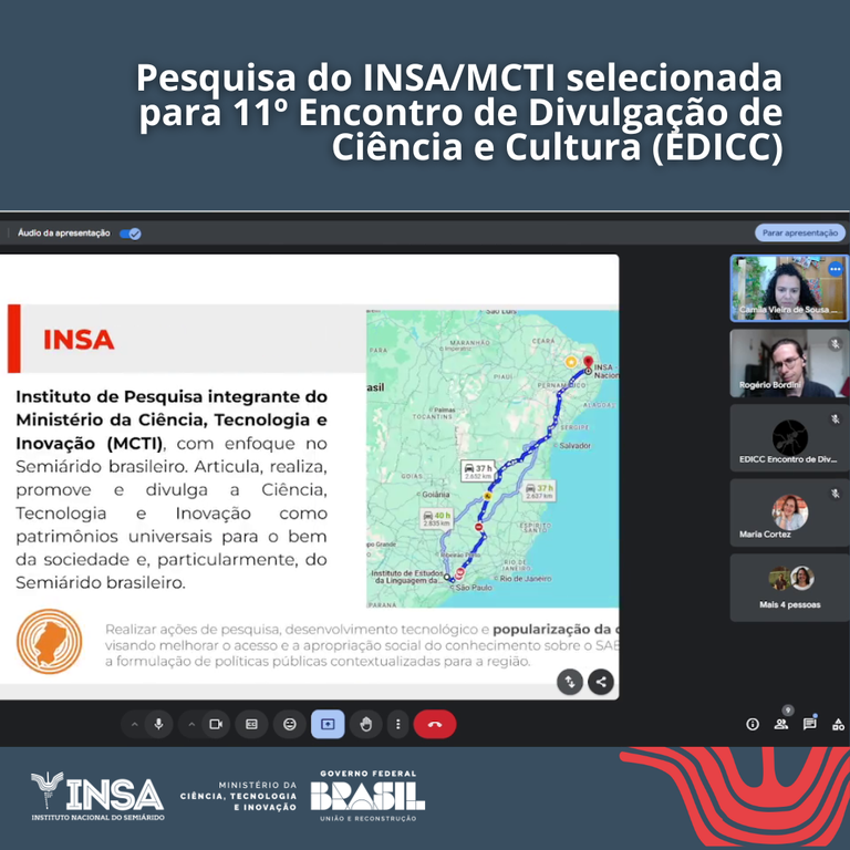 Pesquisa do INSA/MCTI selecionada para 11º Encontro de Divulgação de Ciência e Cultura (EDICC)