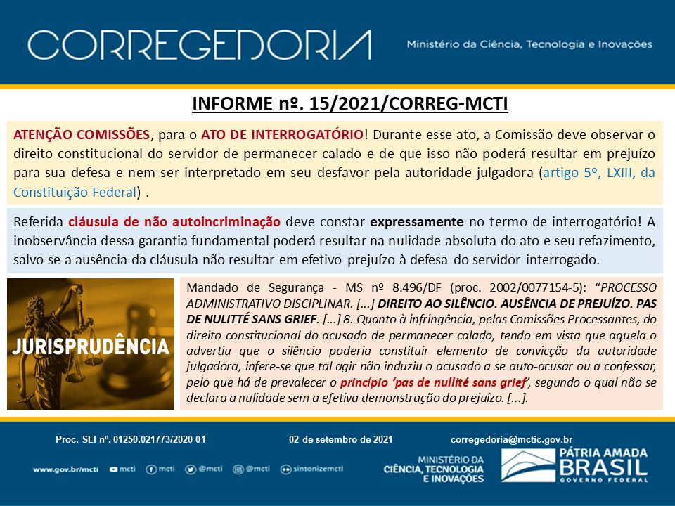 Informe N° 15 de 02.09.2021