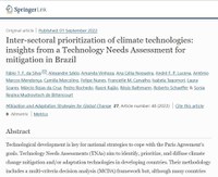 Critérios para priorização de tecnologias de baixo carbono para reduzir emissões de gases de efeito estufa são foco de artigo