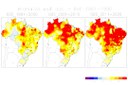 Fonte: Inpe Anomalia WSDI (onda de calor) é um dos indicadores de extremos climáticos observados nos últimos 60 anos.  No período referência, entre 1961 e 1990, o número de dias com ondas de calor (WSDI) era de sete e ampliou para 52 dias no período entre 2011 e 2020