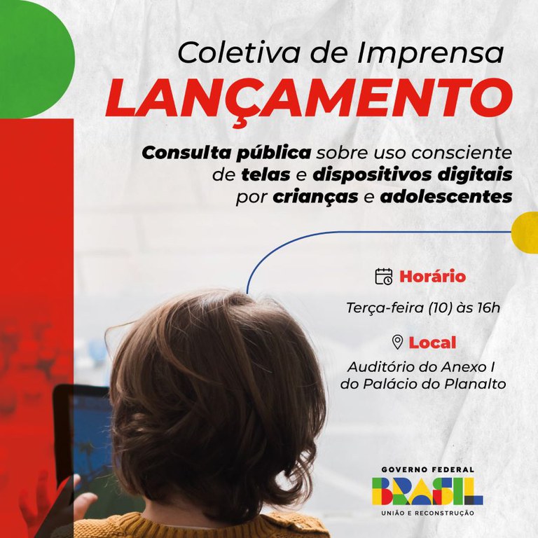 Lançamento de consulta pública sobre uso consciente de telas e dispositivos digitais por crianças e adolescentes