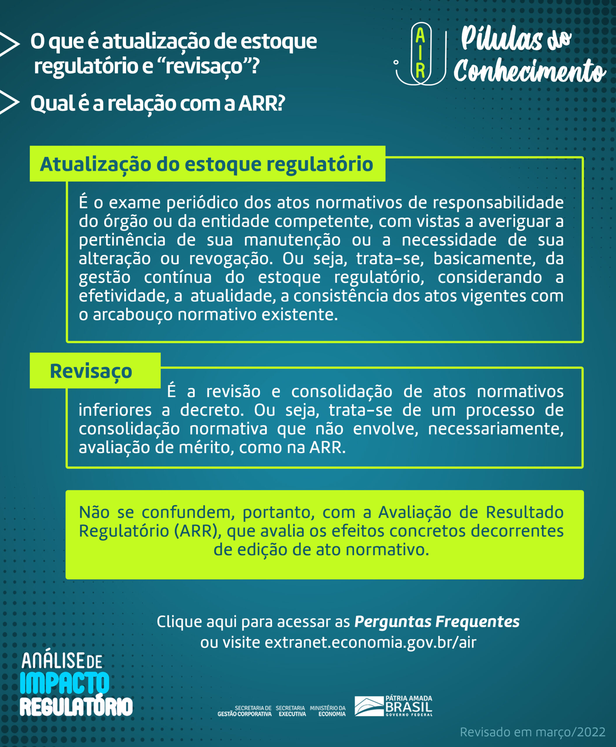 O que é atualização do estoque regulatório e "revisaço"?