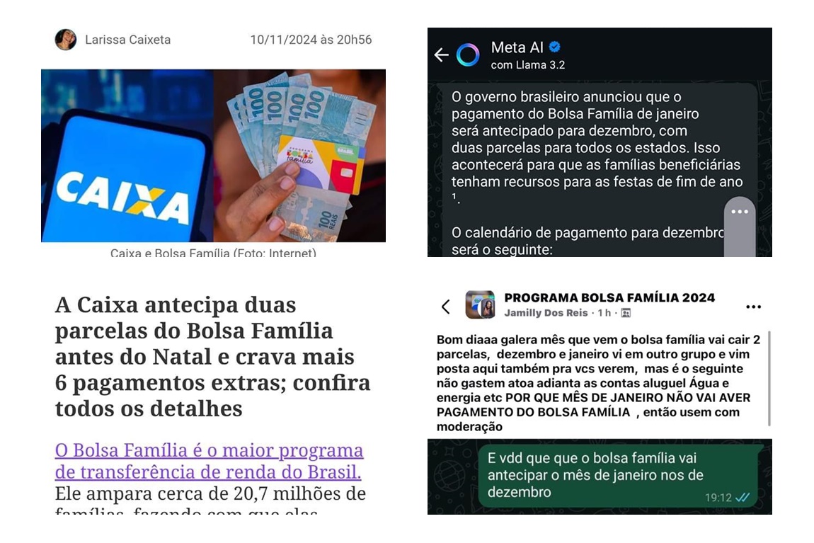 É falso conteúdo dizendo que parcela de janeiro do Bolsa Família será paga junto à de dezembro