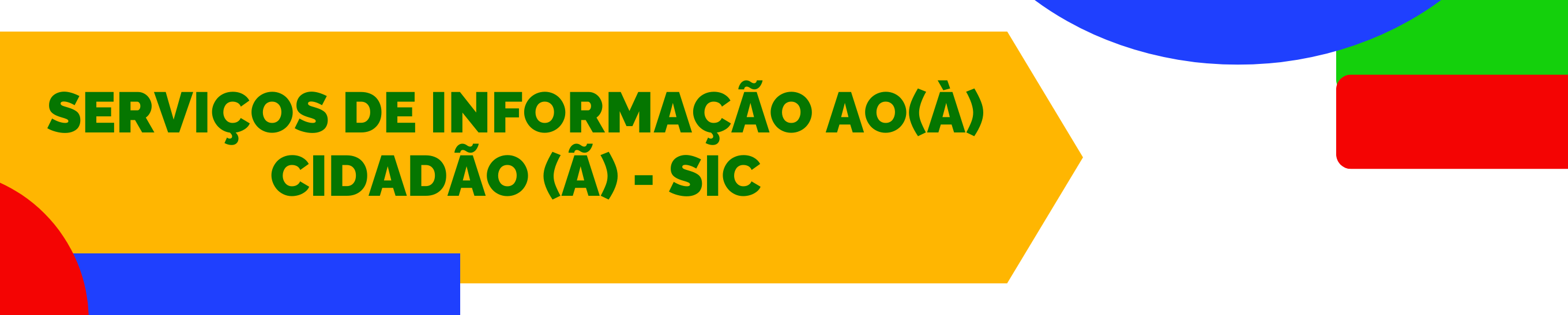 Imagem com vários elementos geométricos coloridos e escrito " Serviço de informação ao cidadão"