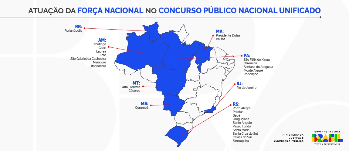 Locais de atuação da Força Nacional durante o CPNU