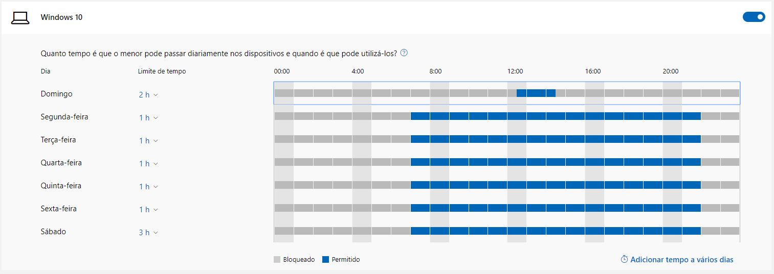 Imagem com exemplo de limite de tempo no Windows 10
