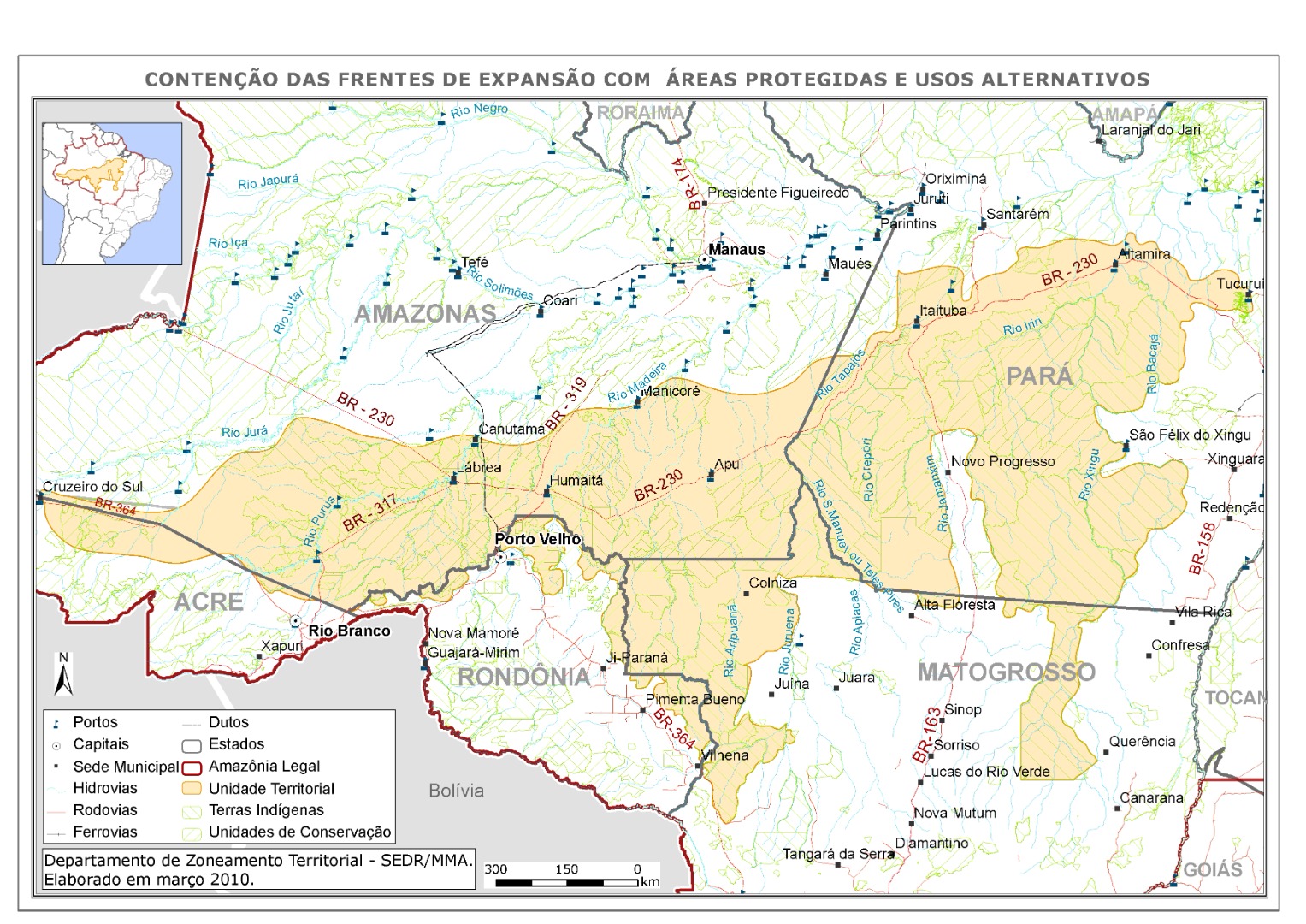 Figura 10: Contenção das frentes de expansão com áreas protegidas e usos alternativos