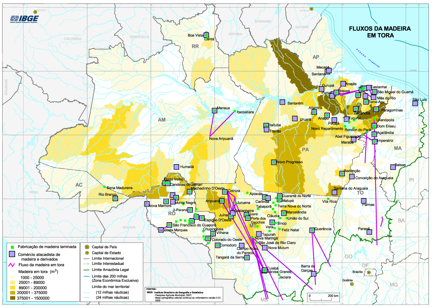 Mapa 6: Fluxos da madeira em tora