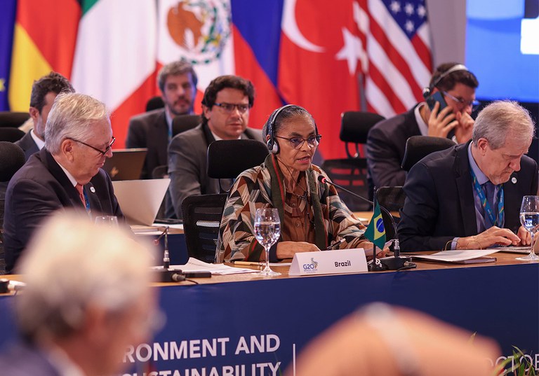 Ministra Marina Silva realiza discurso de abertura na reunião ministerial do GT de Sustentabilidade Ambiental e Climática do G20. Foto: MMA