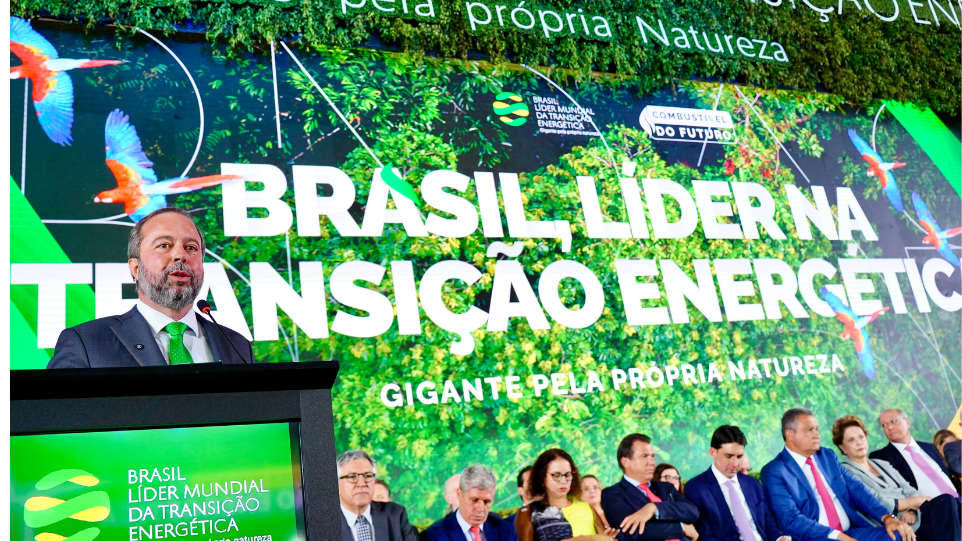 Ministro durante o discurso na cerimônia de Sanção da Lei do Combustível do Futuro